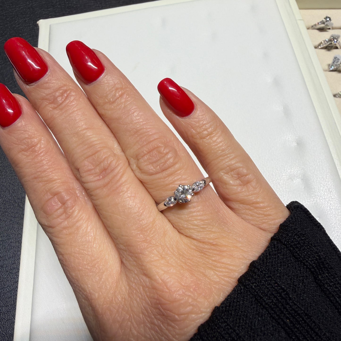 Round Cut Solitaire Ring With Sides Marquise Shape