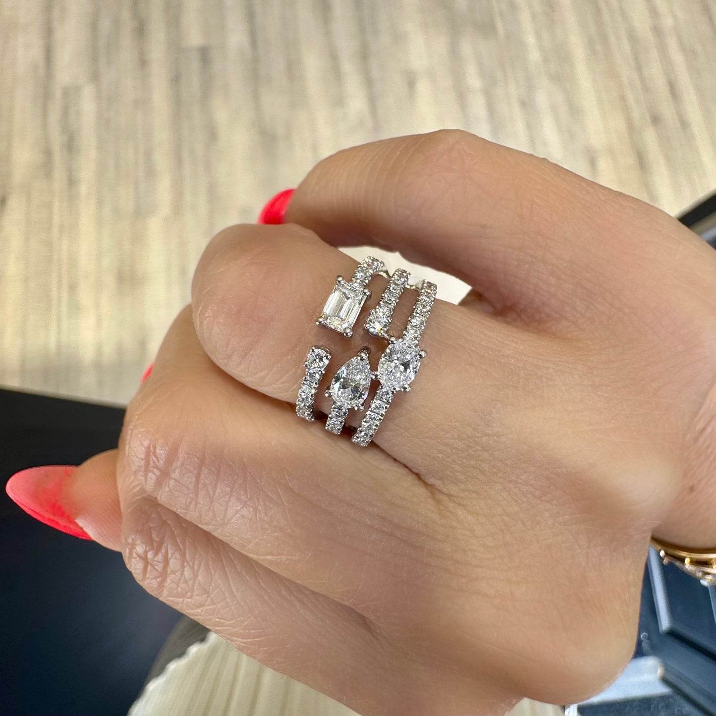 Unique Multi-Cut Lab Diamond Ring