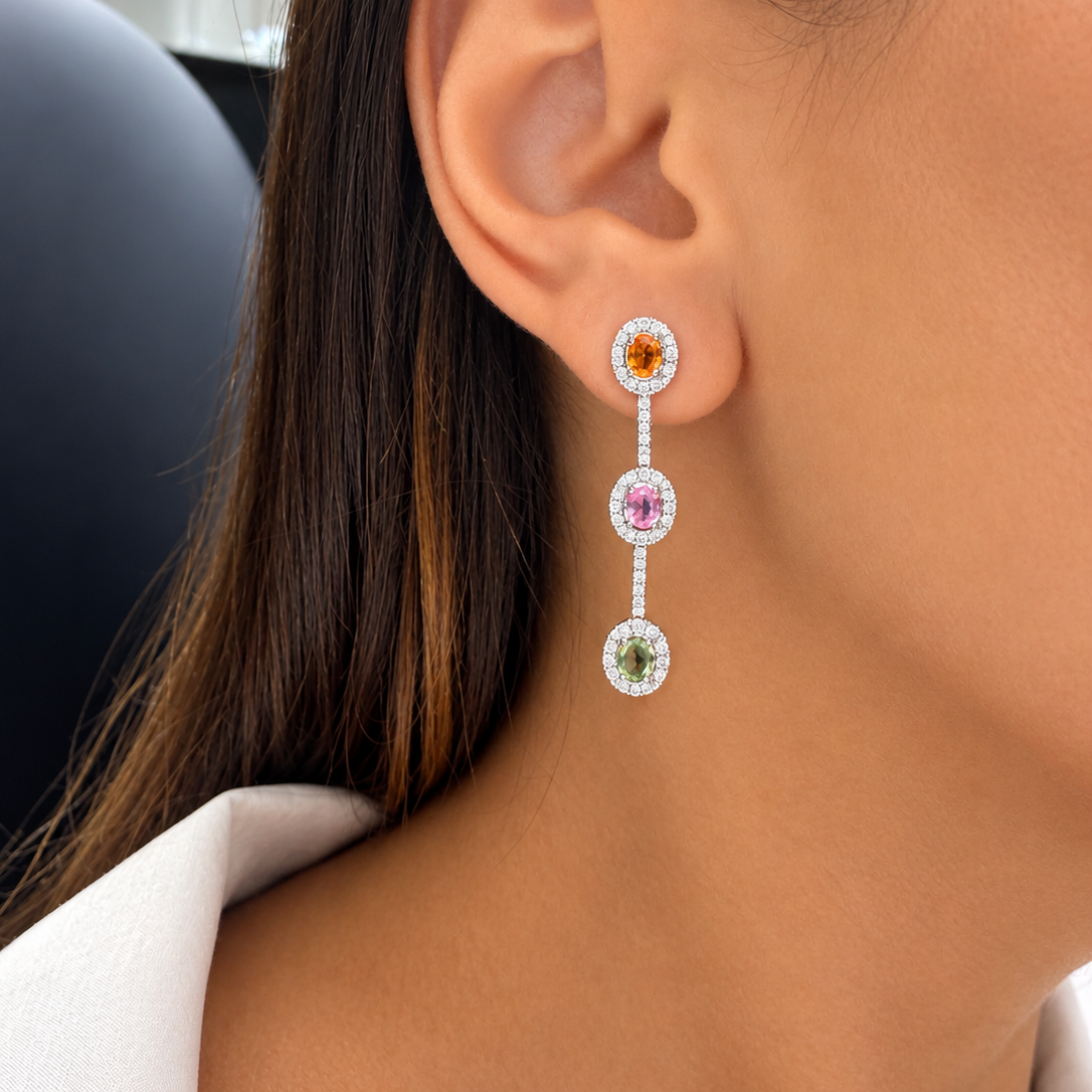 RAINBOW GEMSTONE DROP EARRINGS