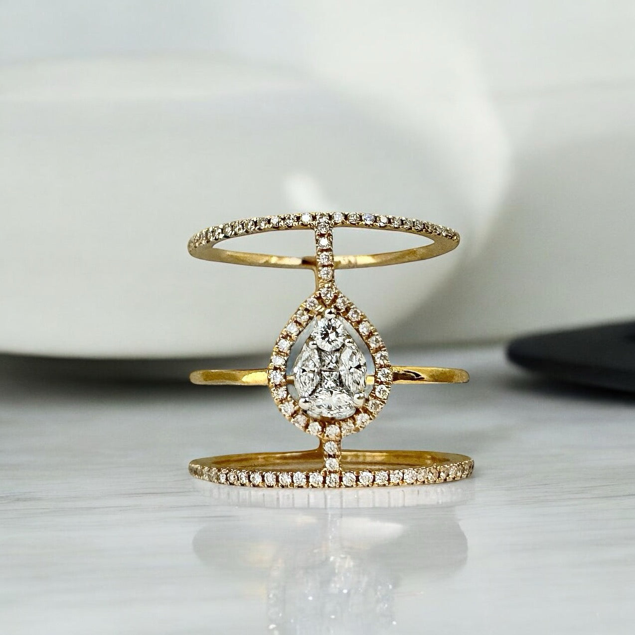 3 ROWS DIAMOND RING
