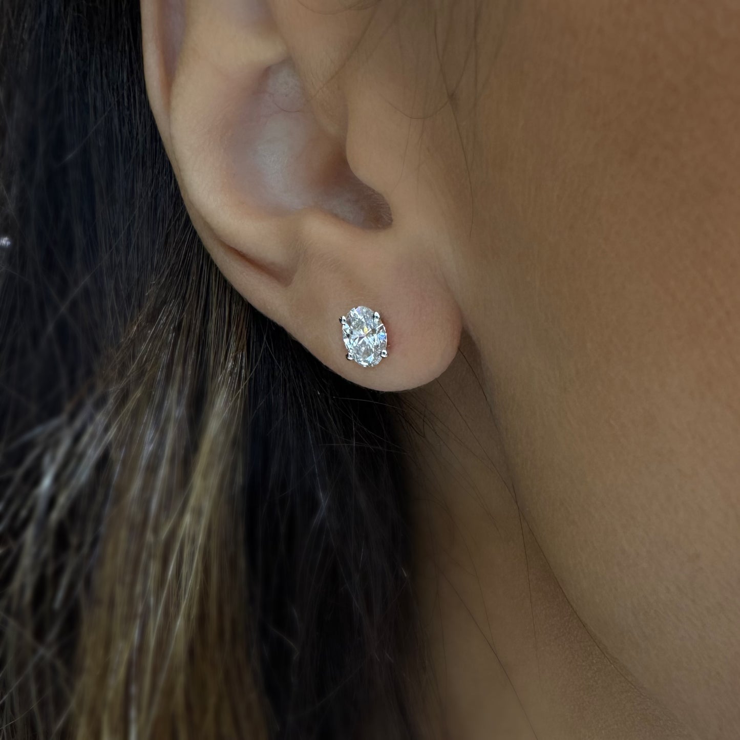 OVAL SOLITAIRE EARRINGS