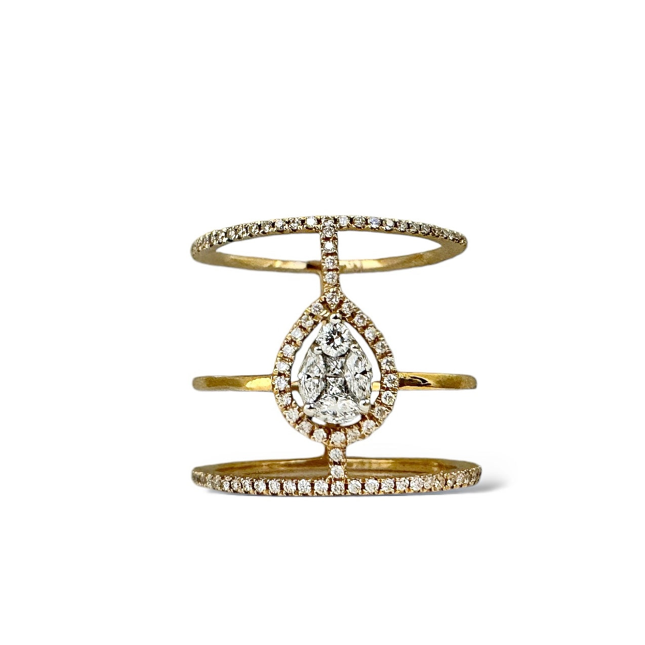 3 ROWS DIAMOND RING