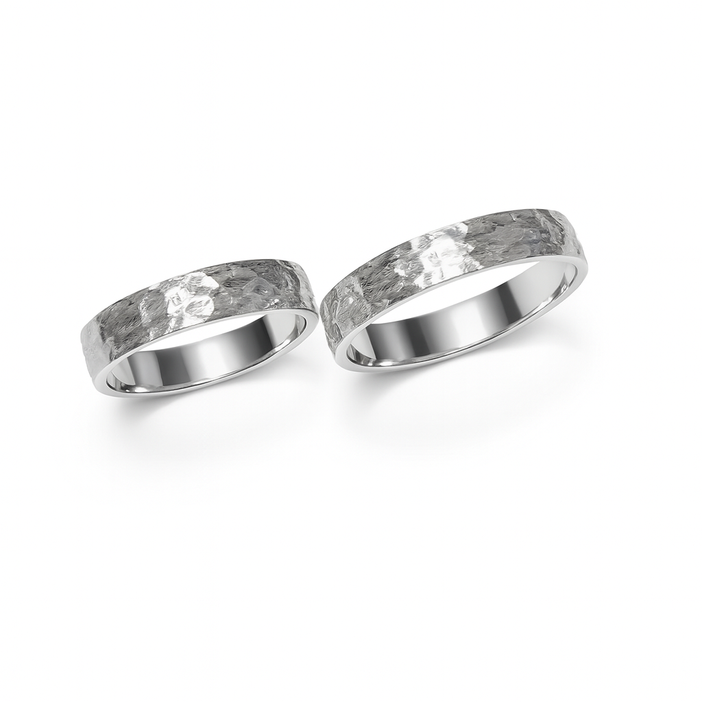18kt White gold wedding rings - Matte Finish