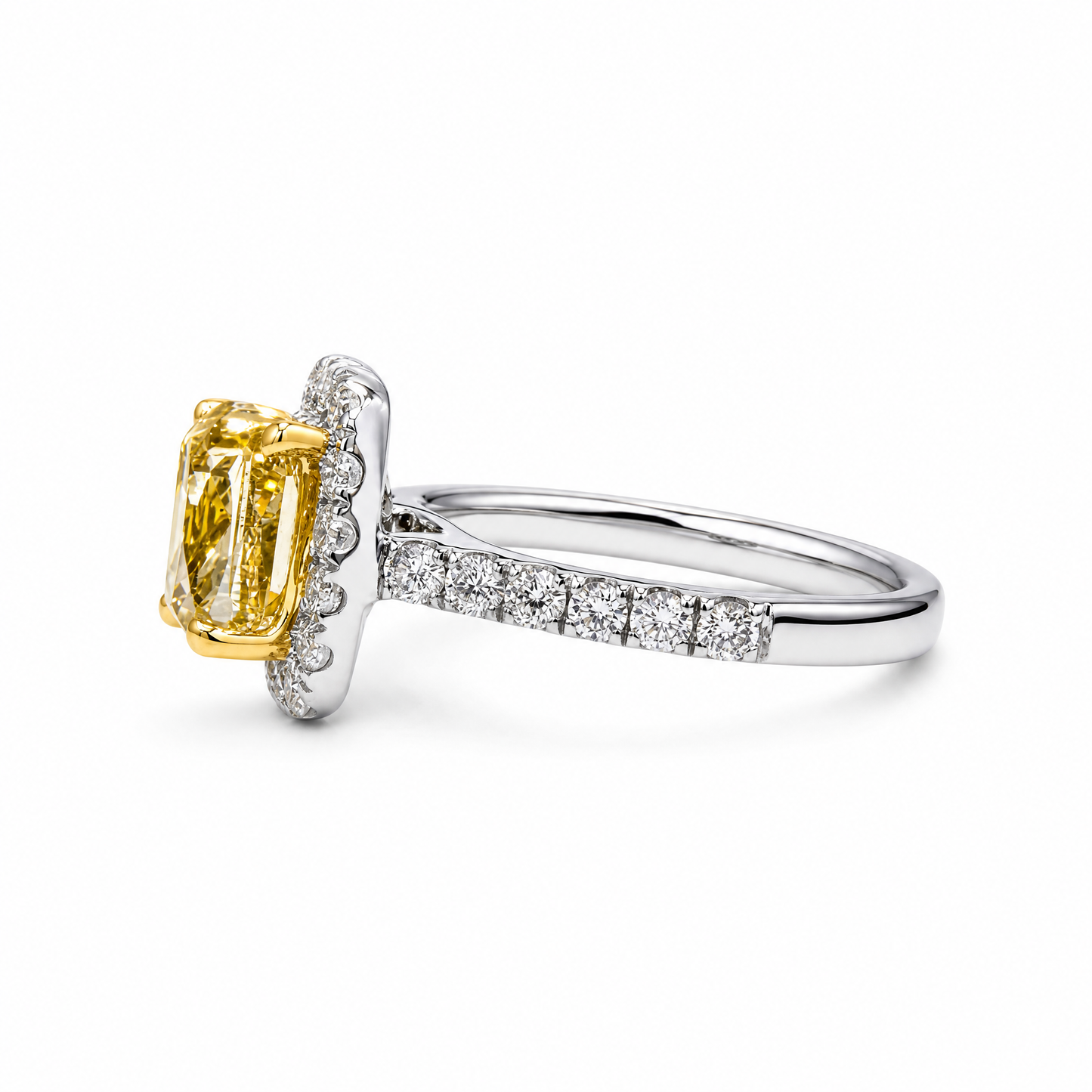 FANCY INTENSE YELLOW CUSHION CUT