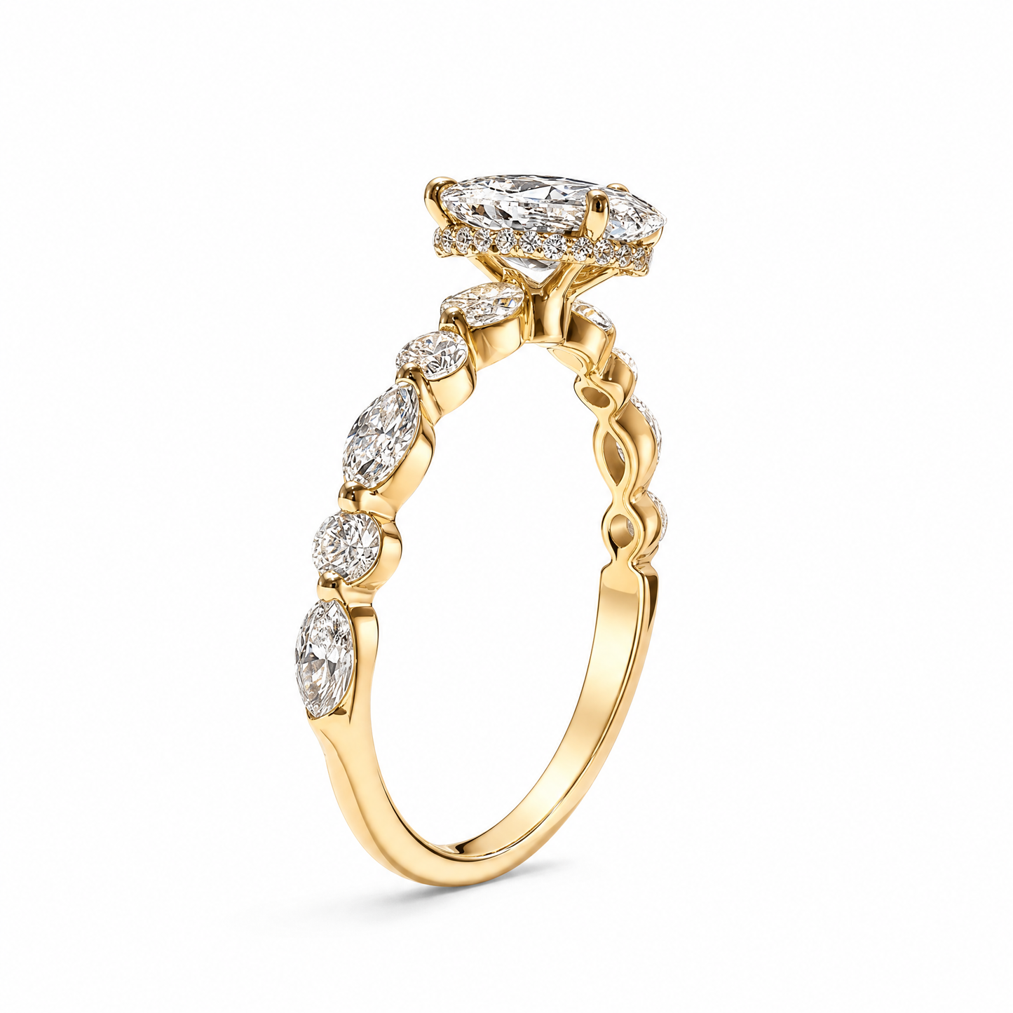 OVAL SOLITAIRE MIXED PAVE (YG)