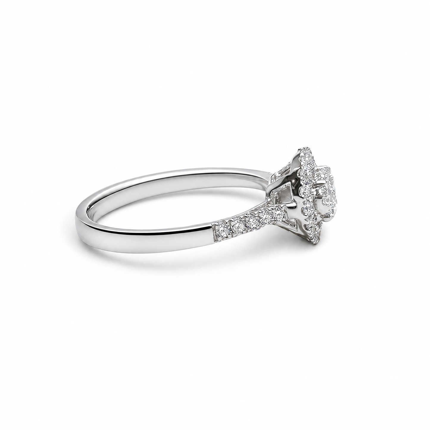 Bague halo diamant rond