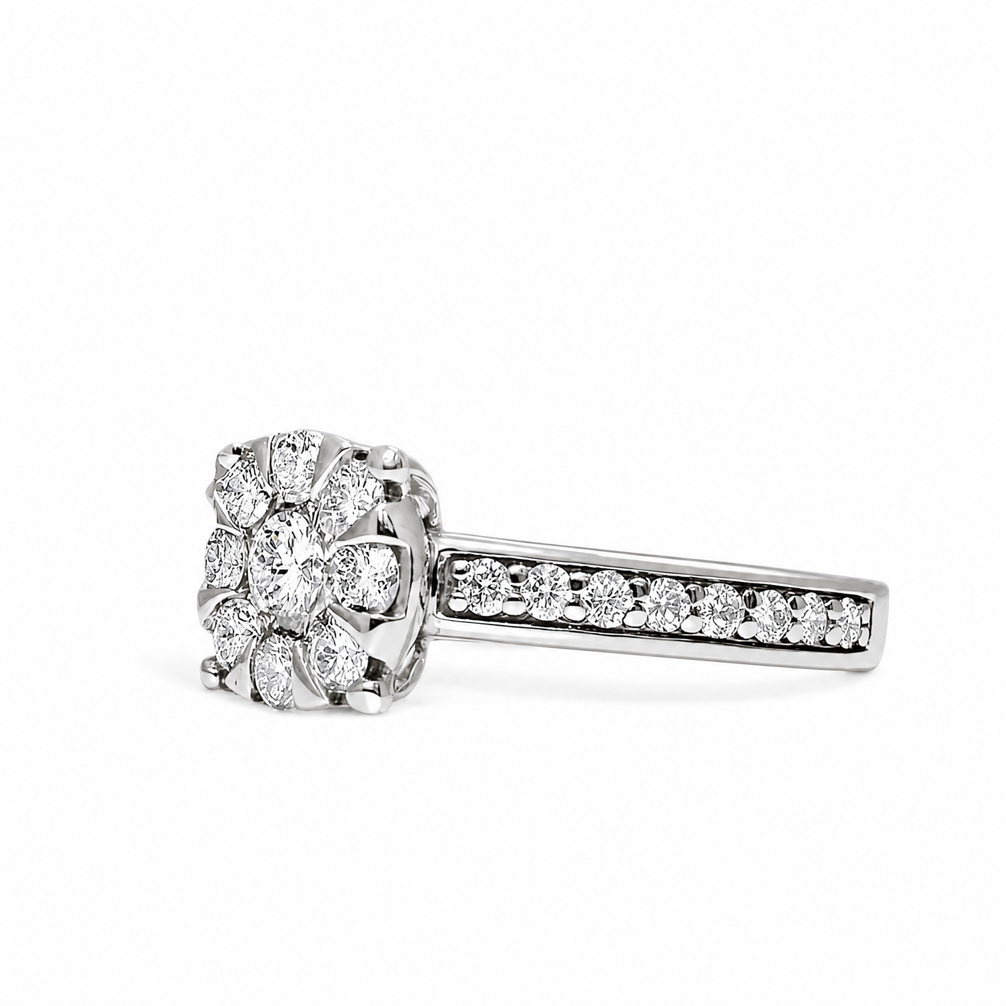 BAGUE DE FIANÇAILLES RONDE EN FEUILLE D'ÉRABLE