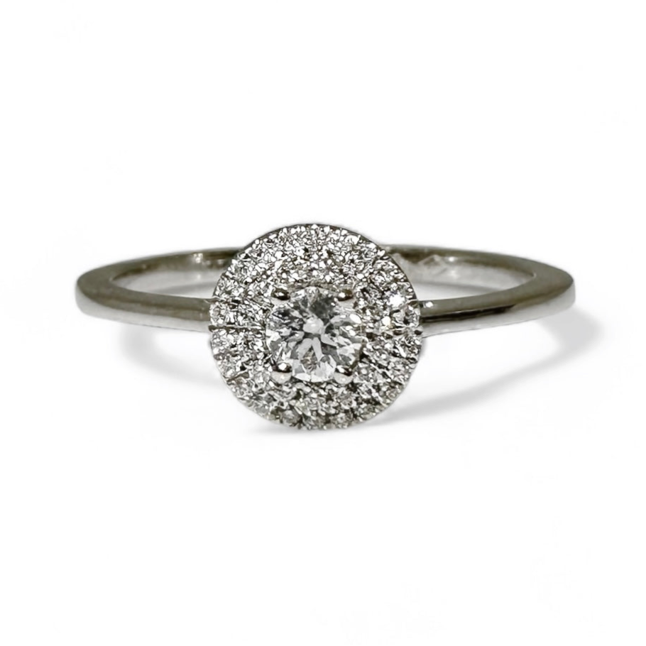 DOUBLE HALO ROUND SOLITAIRE RING