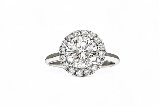 1,02 CT RONDE SOLITAIRE HALO RING 