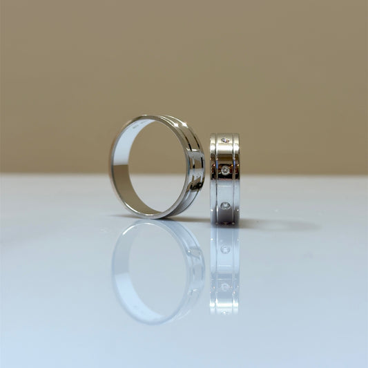 6mm Witgouden Trouwringen met Diamanten