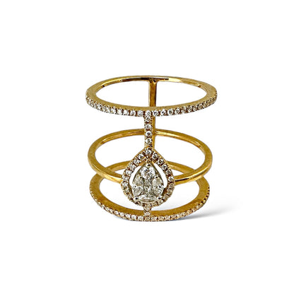 3 ROWS DIAMOND RING