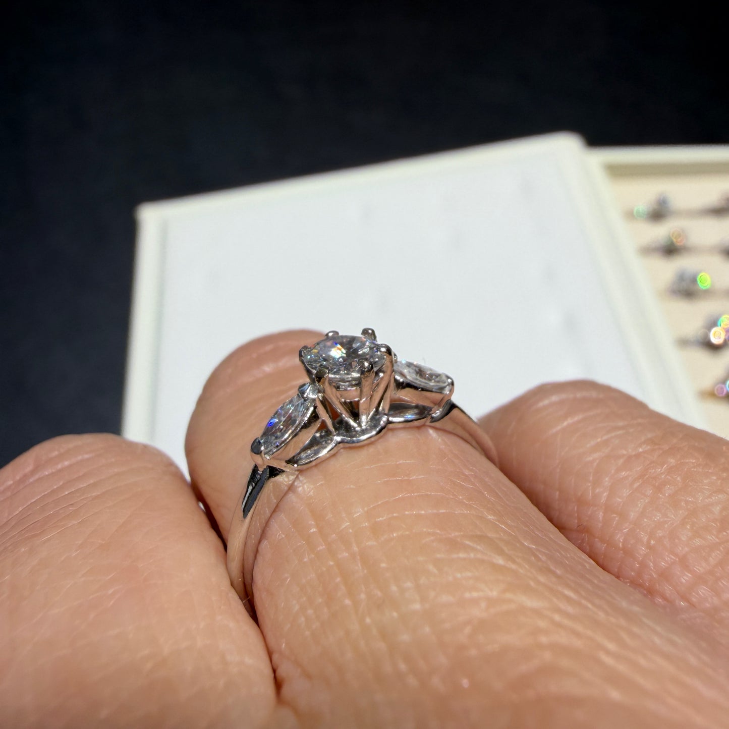 Round Cut Solitaire Ring With Sides Marquise Shape