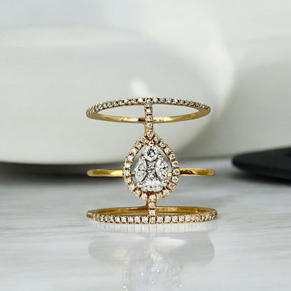 3 ROWS DIAMOND RING