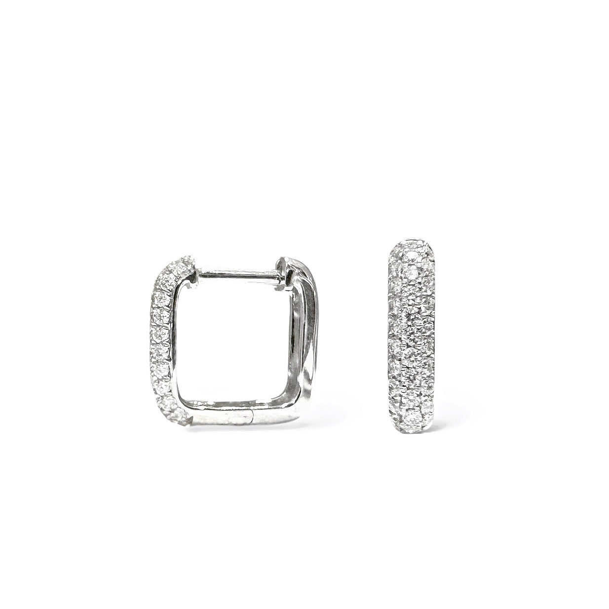 BOUCLES D'OREILLES CARRÉES PAVÉES 