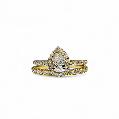 PEER SOLITAIRE RING MET BIJPASSENDE BAND 