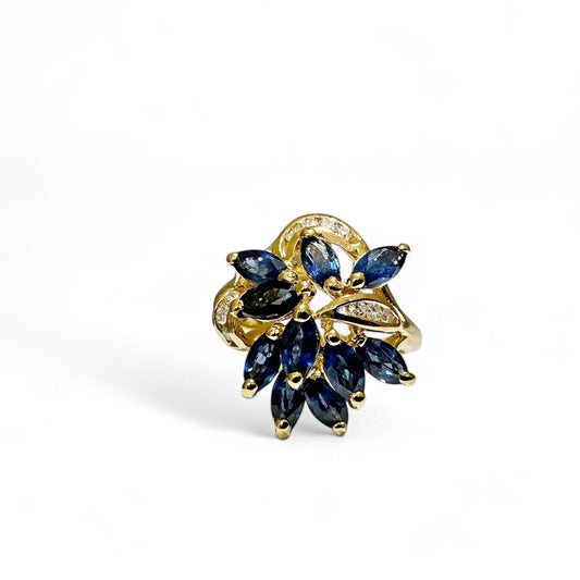 VINTAGE SAFFIER DIAMANT CLUSTER RING 