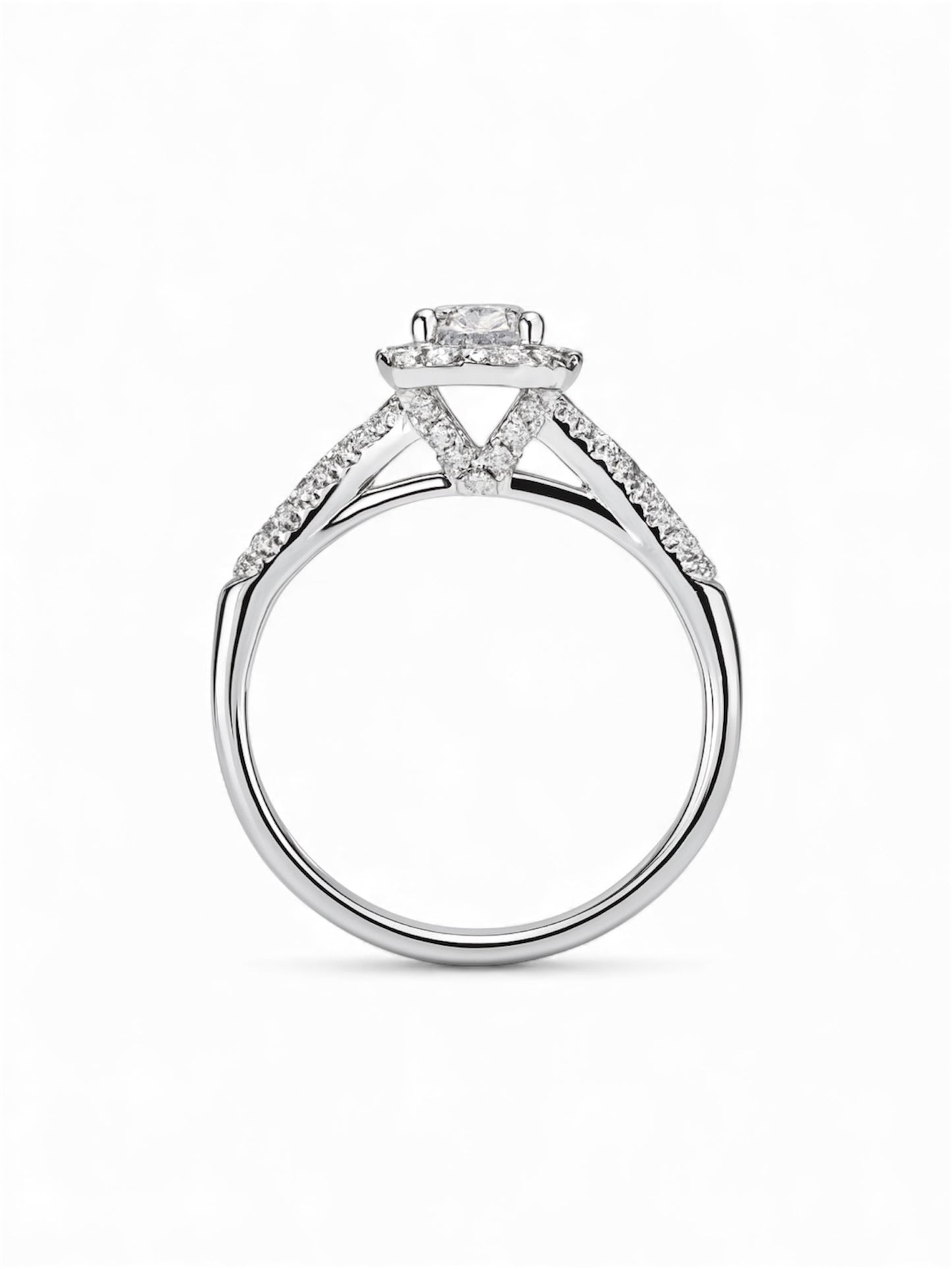 BAGUE DE FIANÇAILLES HALO RONDE DE 0,40 CT 