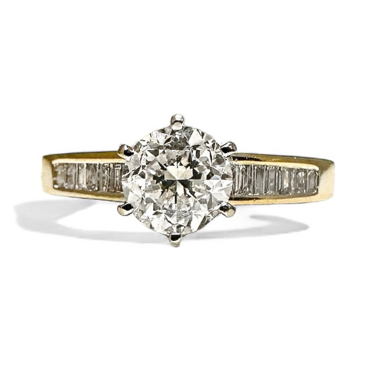 1,00 CT RONDE GESLEPEN SOLITAIRE RING 