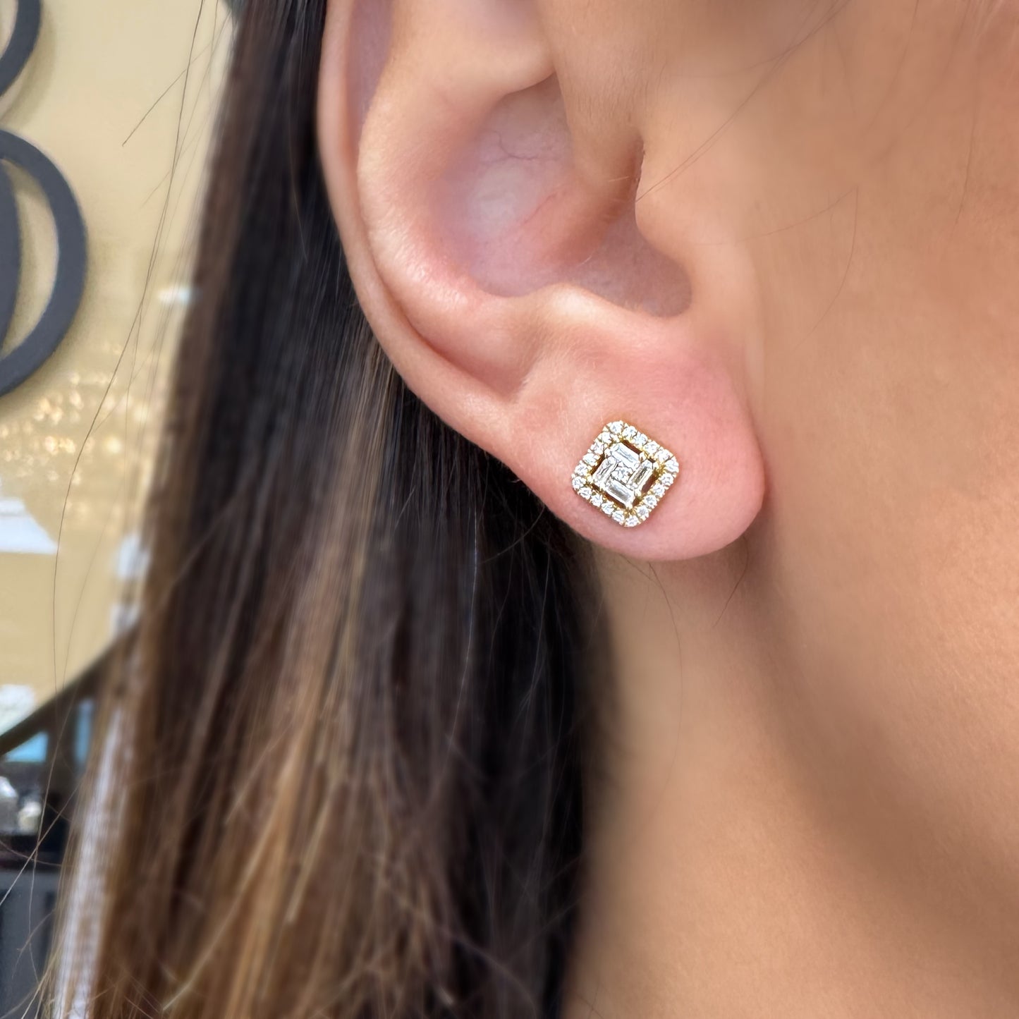 Vierkante Halo Illusion Oorbellen