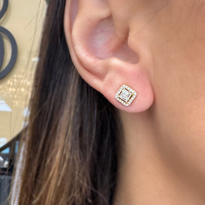 Vierkante Halo Illusion Oorbellen