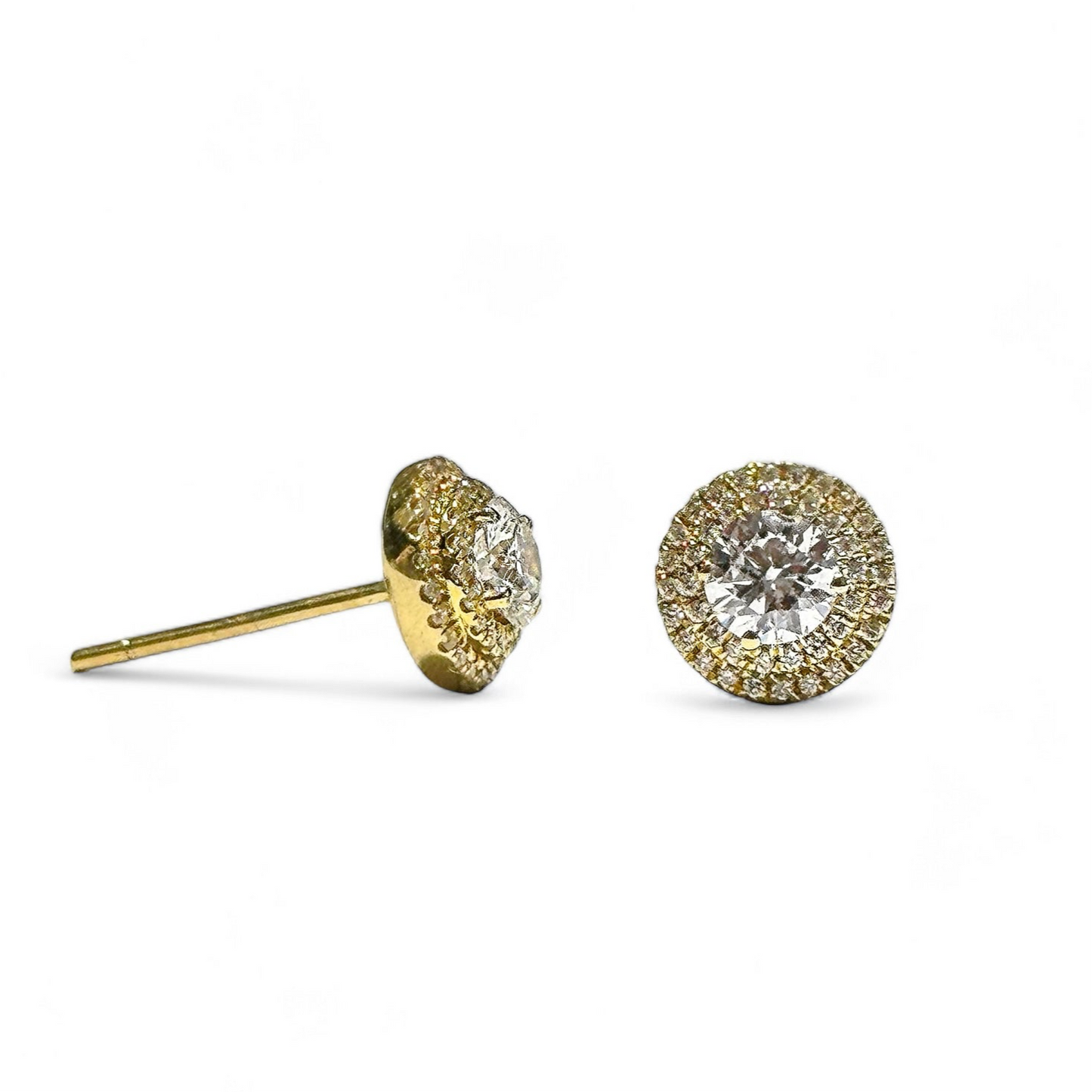 DUBBELE HALO STUD OORBELLEN 