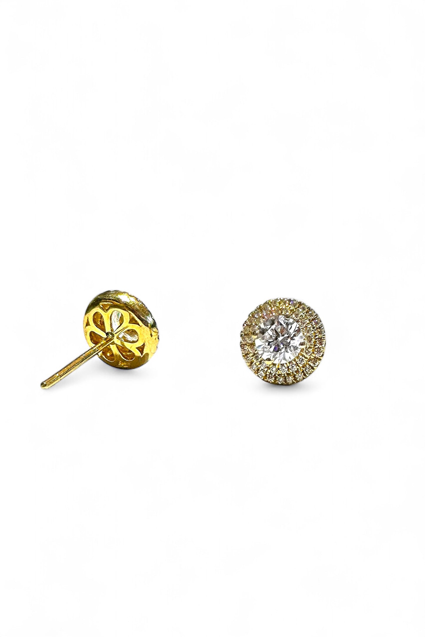 DUBBELE HALO STUD OORBELLEN 