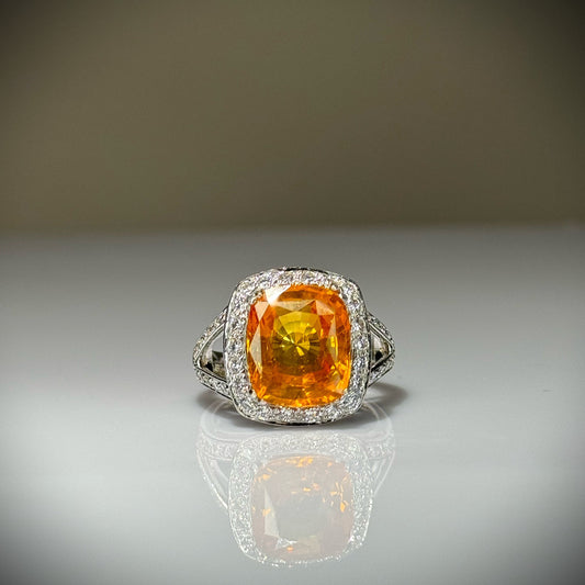 Oranje saffier diamanten ring 