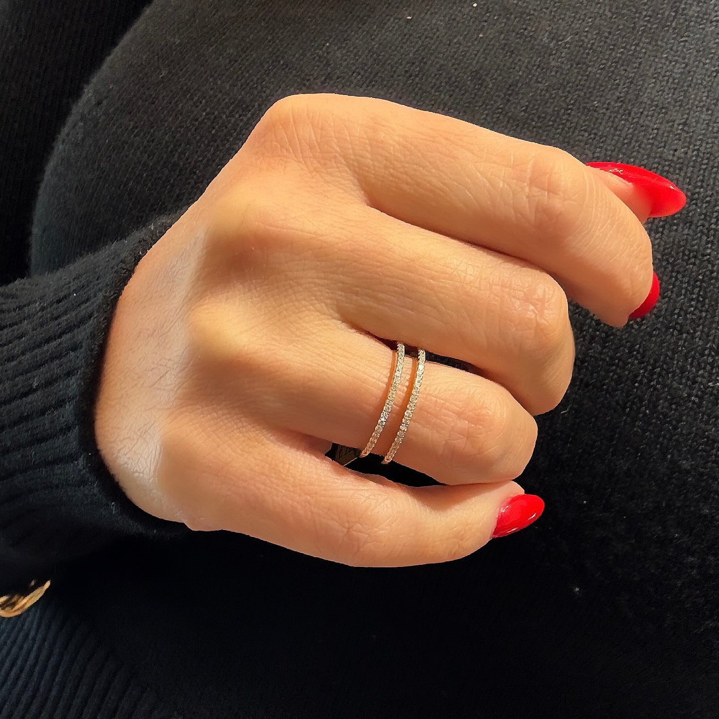 Bague empilable à double pavé 