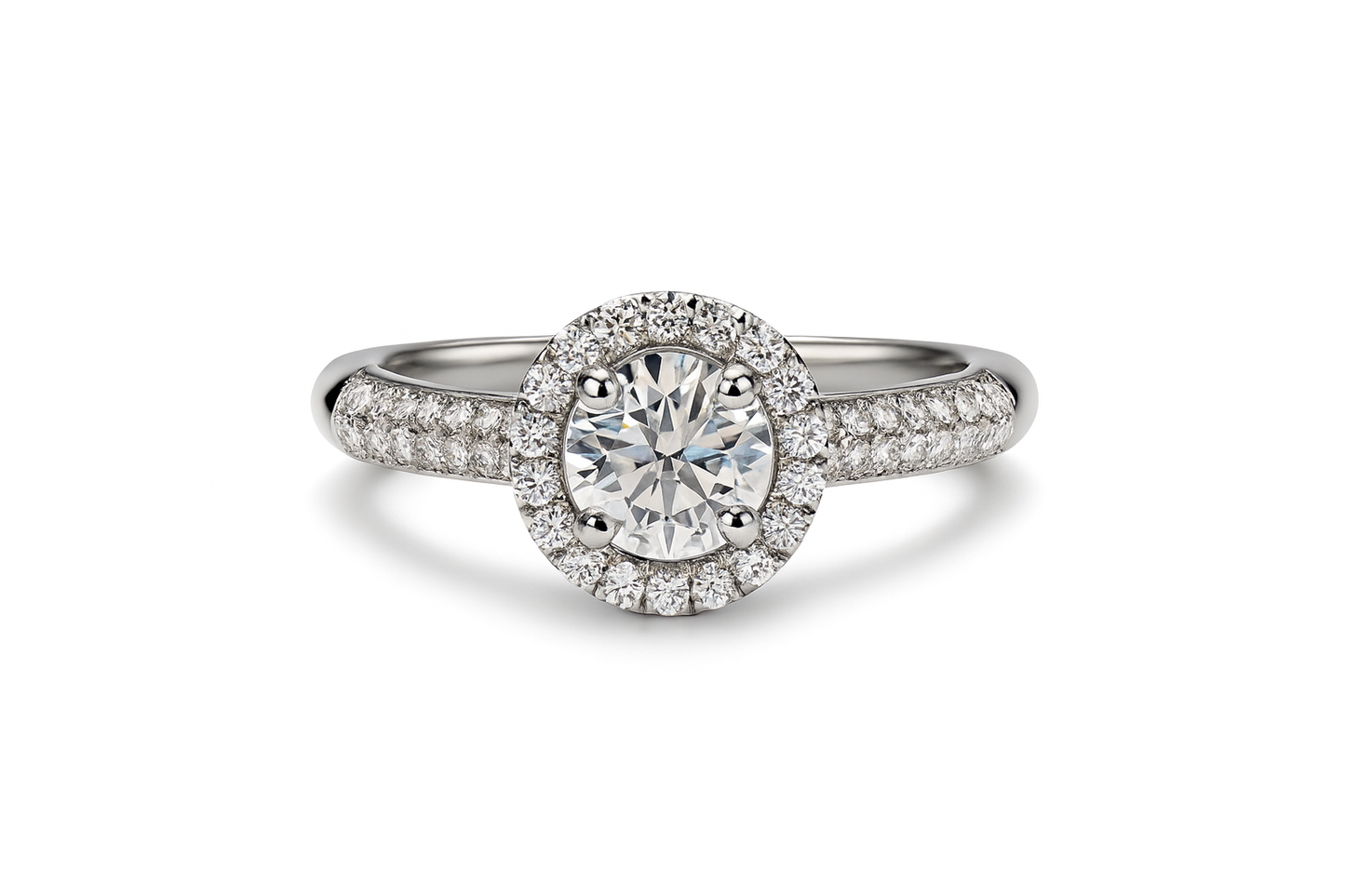 BAGUE DE FIANÇAILLES HALO RONDE DE 0,40 CT 