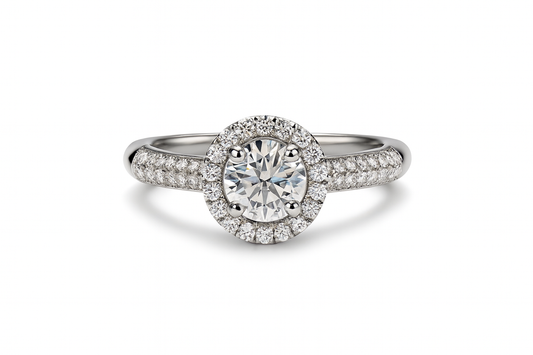 BAGUE DE FIANÇAILLES HALO RONDE DE 0,40 CT 