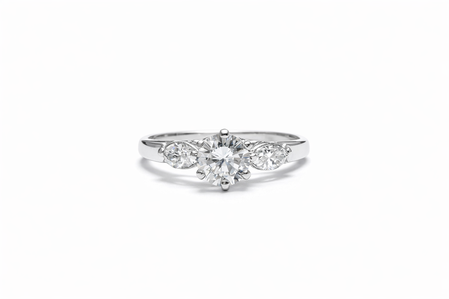 Round Cut Solitaire Ring With Sides Marquise Shape
