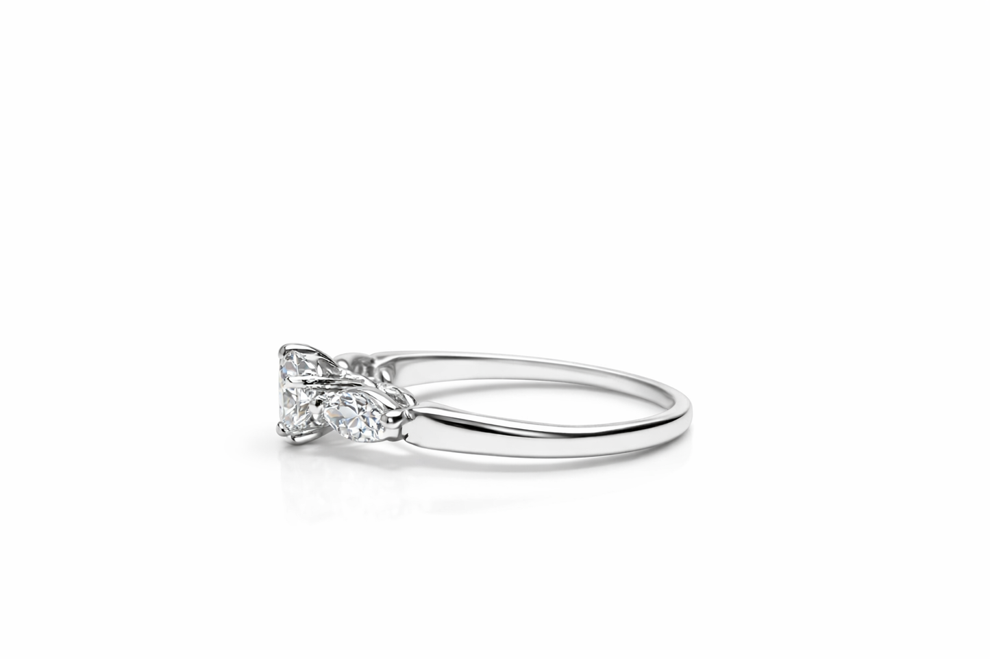 Round Cut Solitaire Ring With Sides Marquise Shape
