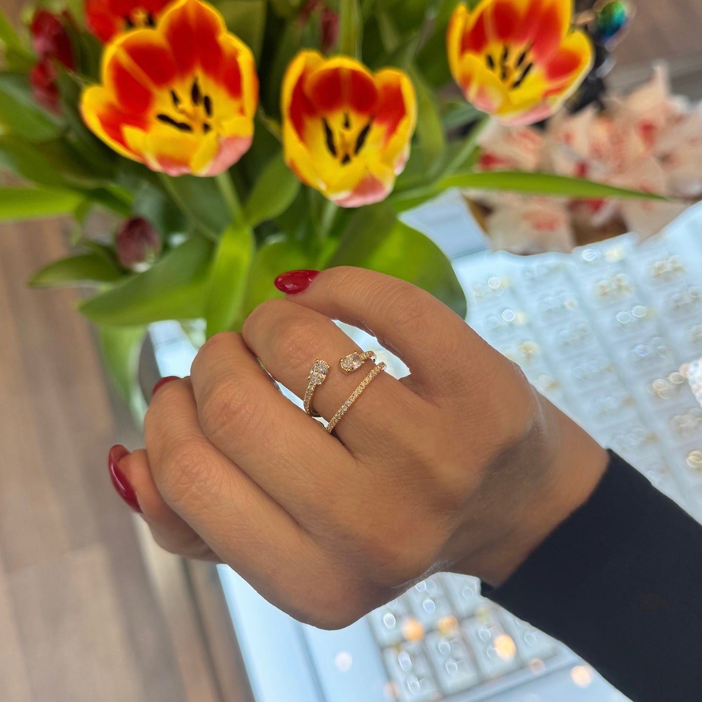 Bague Toi &amp; Moi Ovale et Diamants 