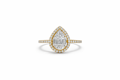 Pear Shape Halo Diamond Ring