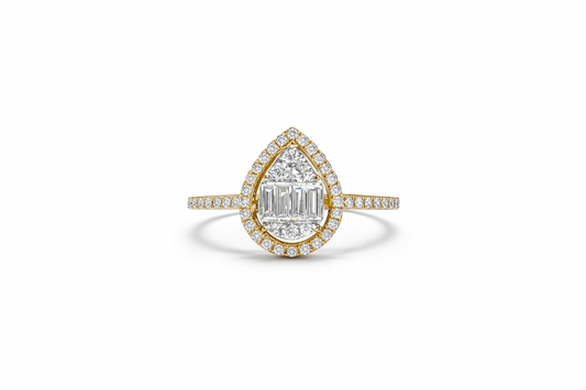 Pear Shape Halo Diamond Ring