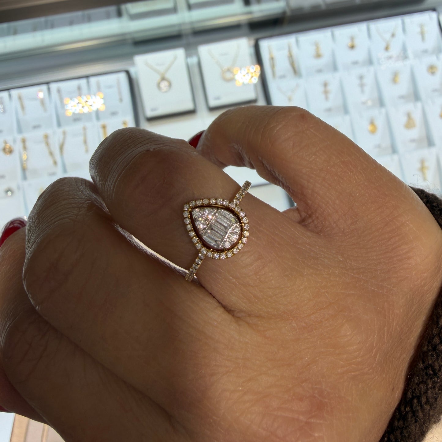 Pear Shape Halo Diamond Ring