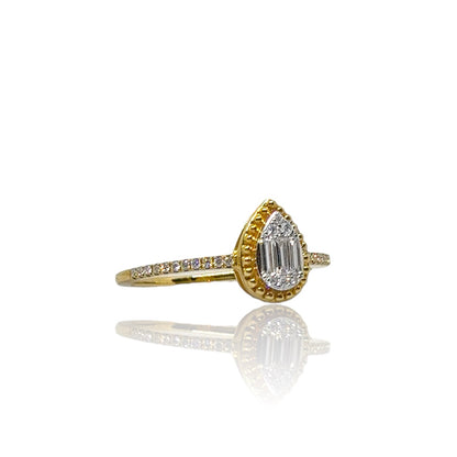Peervormige illusie halo diamanten ring 