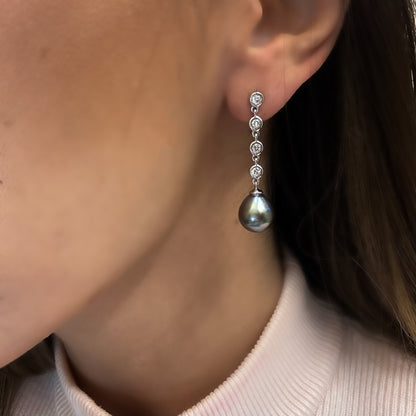 Boucles d'oreilles en perles d'eau salée de Tahiti