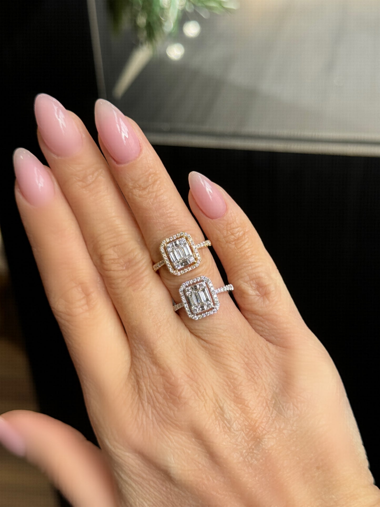 Illusion Entourage Diamanten Ring (Grote Zise) 