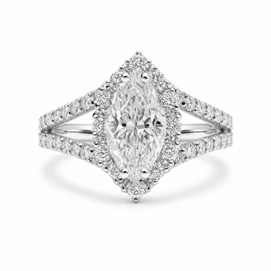 1.02 CT MARQUISE CUT HALO RING