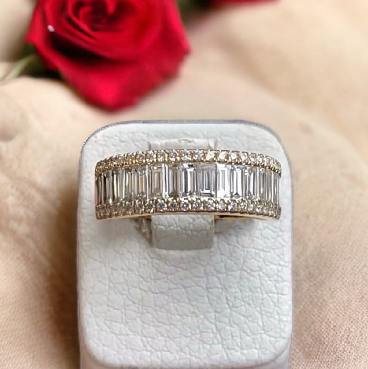 Half-set Baguette &amp; Briljant geslepen Diamanten Ring 