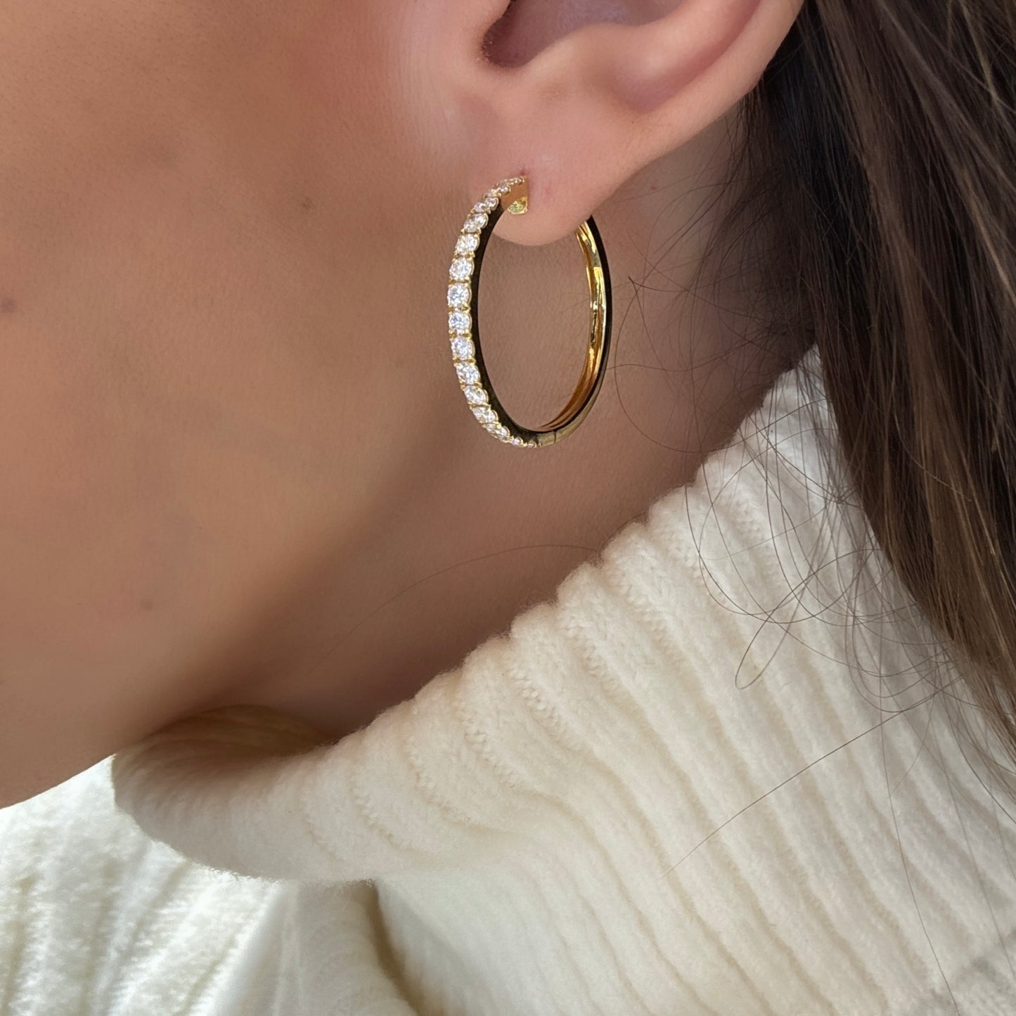 1.73 Hoops Diamanten Oorbellen
