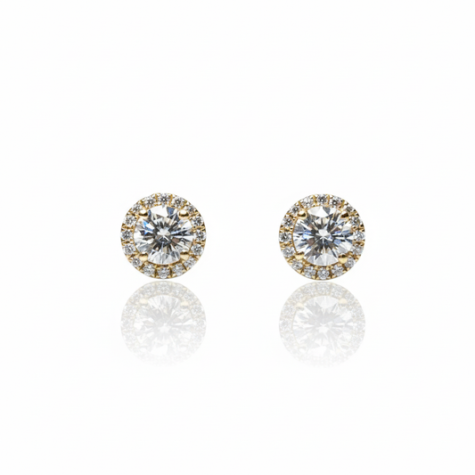Boucles d'oreilles halo en diamant (LG)