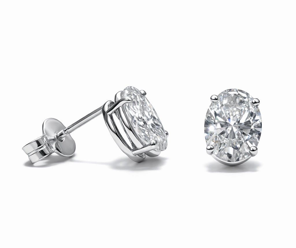 OVAL SOLITAIRE EARRINGS