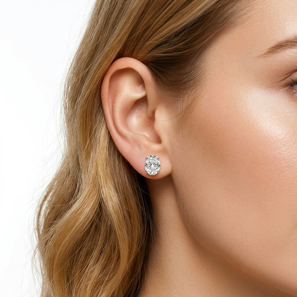 OVAL SOLITAIRE EARRINGS