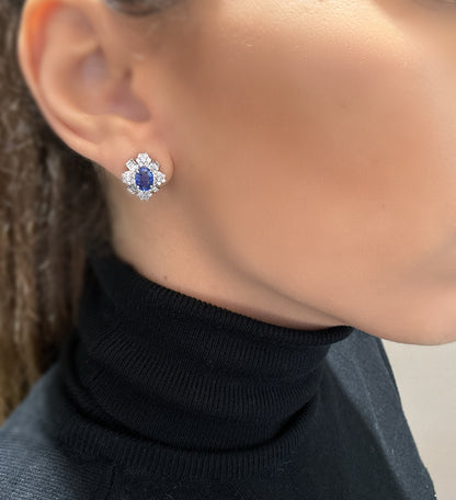 Saffier &amp; Diamanten Oorbellen
