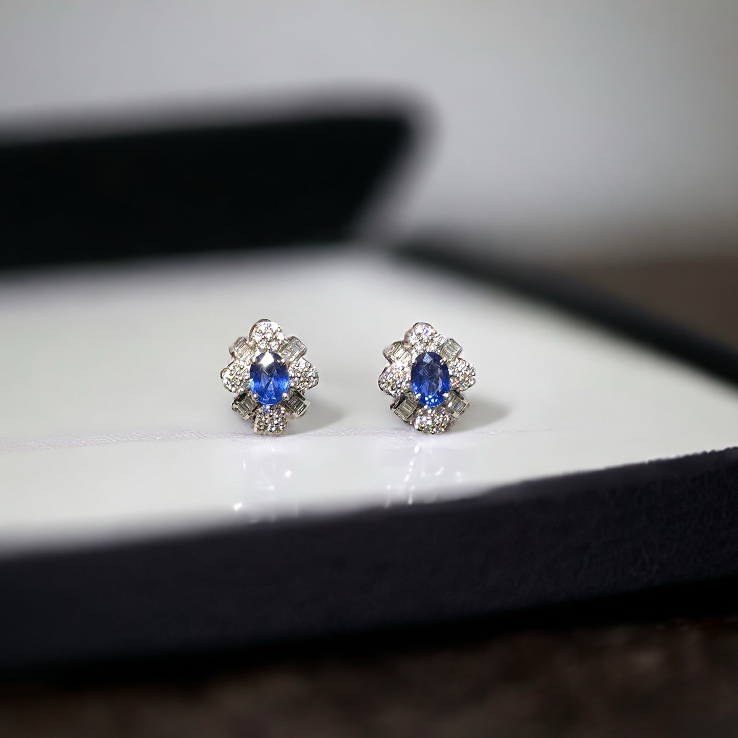 Saffier &amp; Diamanten Oorbellen