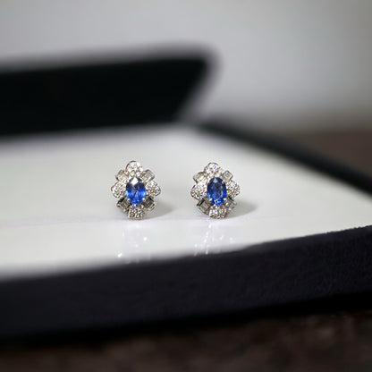 Saffier &amp; Diamanten Oorbellen