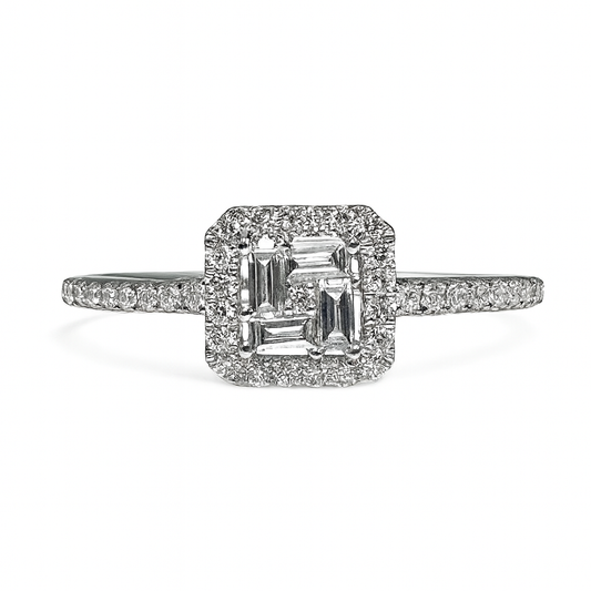 Vierkante Halo Illusie Diamanten Ring