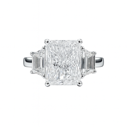 4.10 CT RADIANT CUT DRIE STENEN RING 